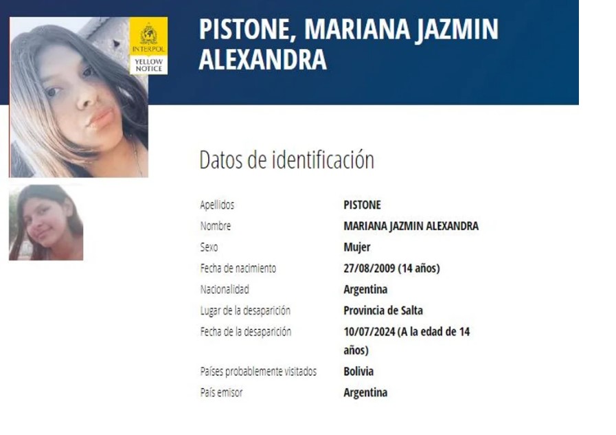 Salta: La Interpol emitió una alerta amarilla para encontrar una&nbsp;adolescente